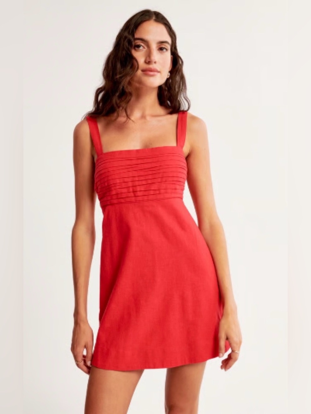 Abercrombie & Fitch Red Linen Blend Smocked Tank Dress XL